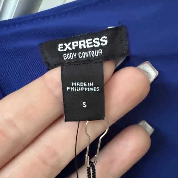 Express Deep Blue V-Neck Bodysuit - Picture 3 of 10